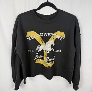 Yellowstone Dutton Ranch TV Women's Cropped Sweathirt Large Black Fandom Swag